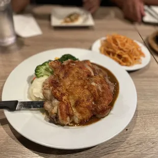 Grilled chicken steak with mushroom sauce