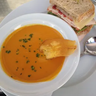 Garden express lunch: 1/2 turkey club &amp; bisque (soup of the day).