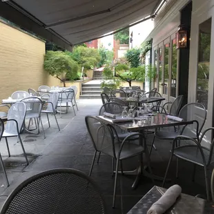 Outdoor seating on a very slow mid day service