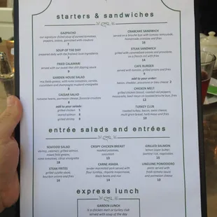 Lunch menu.