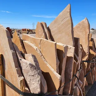 a pile of granite blocks