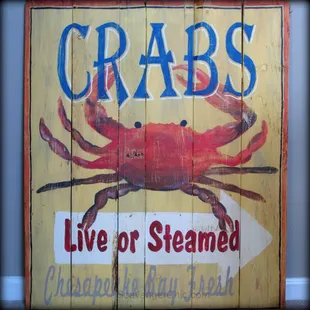 crabs live or steamed sign