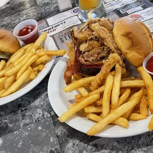 Classic Cheeseburger and Cowboy burger