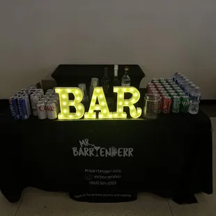 Pop up bar at the garden club.