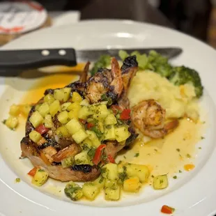 Chipotle Glazed Pork Chop &amp; Shrimp