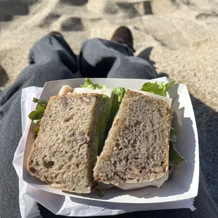 Turkey and avocado on olive walnut bread