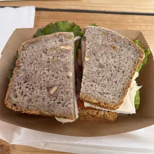 Turkey on olive walnut bread