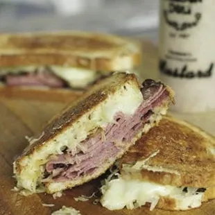 Award winning Reuben, Genuine NY rye, homemade kraut from a secret family recipe, natural swiss, and premium pastrami.