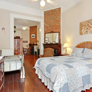 Porch Room on first floor with queen bed, twin bed and ensuite bathroom with shower