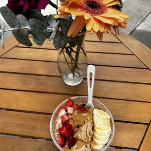 a bowl of fruit and yogurt