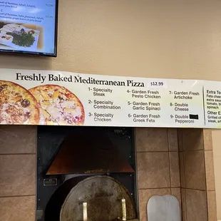 Pizza menu w/ prices