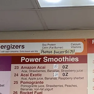 Smoothie add-in prices