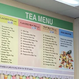 Tea Menu w/prices