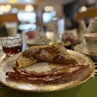 French toast with hot cinnamon orange tea.