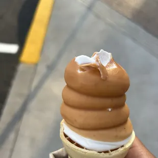 Butterscotch dipped ice cream