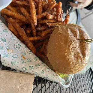 Buffalo Chick'n Sandwich w/ Side of Sweet Potato Fries