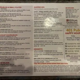 Menu - bit limited but hey - hotel restaurant