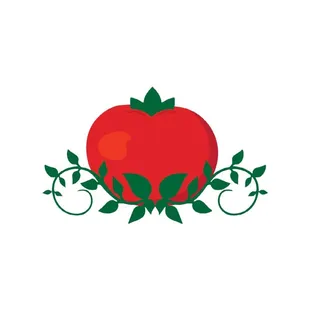 a red apple with green leaves