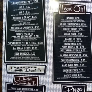 a menu for a restaurant