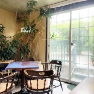 interior seating, back patio