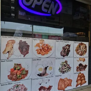 Picture menu outside of the restaurant