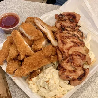 BBQ Chicken and Chicken Katsu Combo Plate