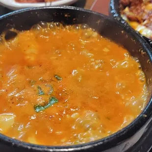 Soft Tofu &amp; Shrimp Clam in Hot Pot