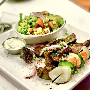 Lamb Shish Kabob Platter w/house salad. Excellent would def order again :)...