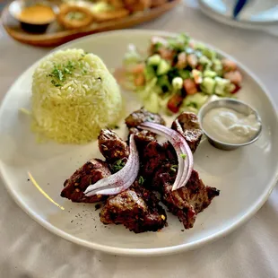 The Lamb Shish Kabob Platter made "SPICY" for moi. Fabulous OuiOui. Winners circle :)....