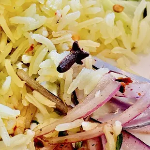 Whole cloves in the rice. Phenomenal! Yum Yum Yum :)...