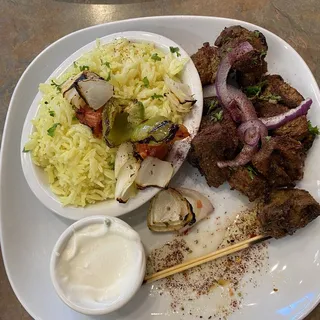 Lamb Shish Kabob Platter