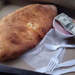 If you order a large calzone b/c you're "hungry"... You better be sure you're darn hungry!!! BIG &amp; Extremely Tasty :D