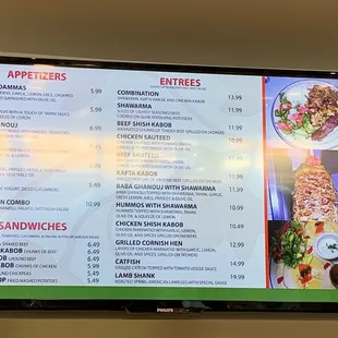 a menu for a restaurant