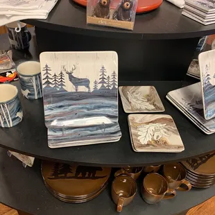 a display of pottery