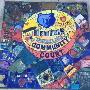 Memphis Grizzlies Community Court: Charles Powell Community Center. Hand-made tiles by Community Center Members.