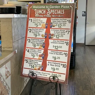 Lunch special menu