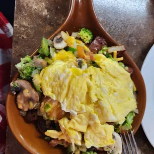 veggie skillet with scrambled eggs