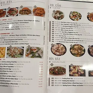 Menu: Seafood, Claypot, Sizzling Plate