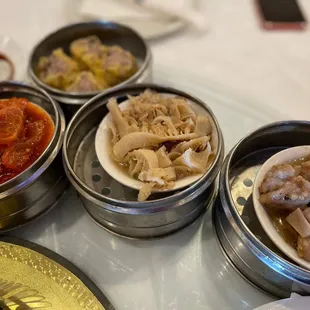 a variety of dishes of food