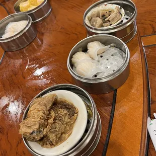 a table with a variety of food items