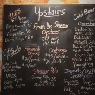 a menu on a blackboard