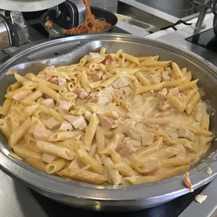 a pasta dish in a pan