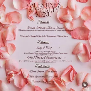 Valentines menu 2024