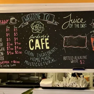 The drink menu. The latte's are exceptional!