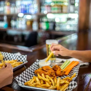 two people eating a meal