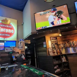 televisions above the bar