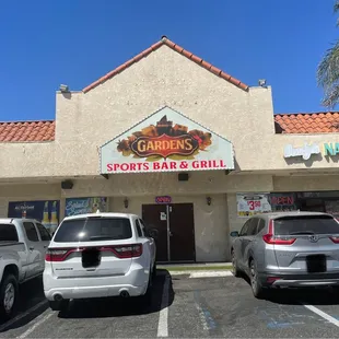 cars parked in front of the building