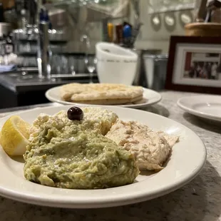 3 Dips: Melitzana (eggplant), Tarama (fish roe imported from Athens!) &amp; Tyro (feta/red pepper) + pita