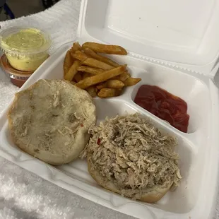 Barbecue Plate ( Turkey ) Fries and coleslaw with Hot Sauce Cup&amp; ketchup