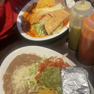 Fajita fixins and cheese chili relleno.
